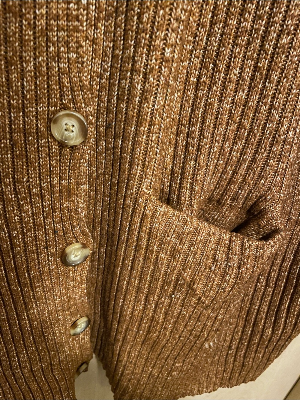 Maternity Rust Brown Ribbed Button-Front Cardigan - Picture 4 of 6